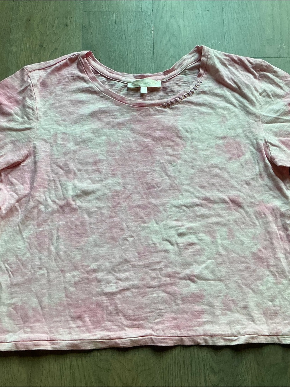 pink tie dye loveshackfancy short sleeve shirt